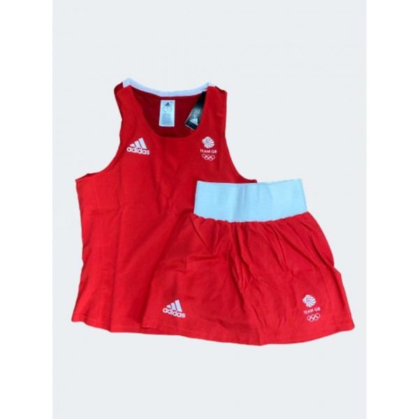 Женская форма для занятий боксом Olympic Woman GBR шорты-юбка + майка | красная | ADIDAS ADIAIBA20TW\ADIAIBA20SKW-AD0006101