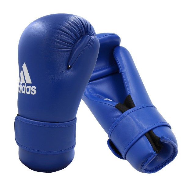 Перчатки полуконтакт Adidas Open Hand Semi-Contact Gloves с лицензией WAKO | синие | WAKOG3