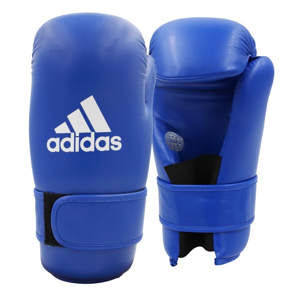 Перчатки полуконтакт Adidas Open Hand Semi-Contact Gloves с лицензией WAKO | синие | WAKOG3
