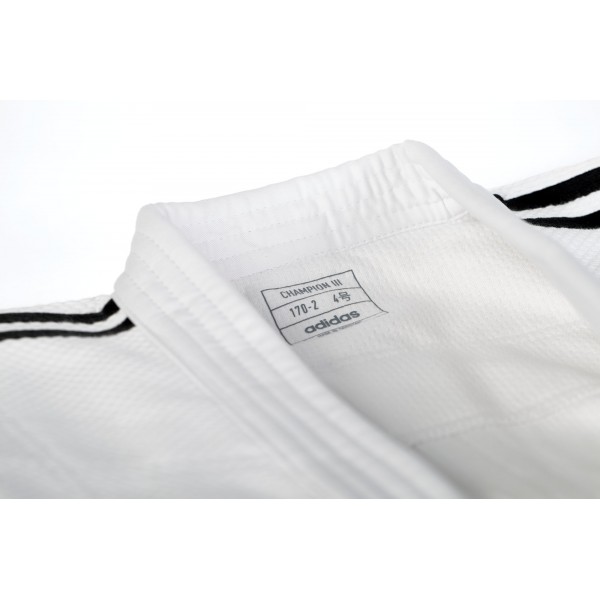 Кимоно для дзюдо Champion III Slim Fit с лицензией IJF | белый/черные полосы | ADIDAS  J-IJF-1-AD0011332