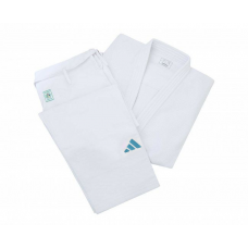 Кимоно для дзюдо Champion III Olympic с лицензией IJF | белое/голубой логотип | ADIDAS J-IJF3-L