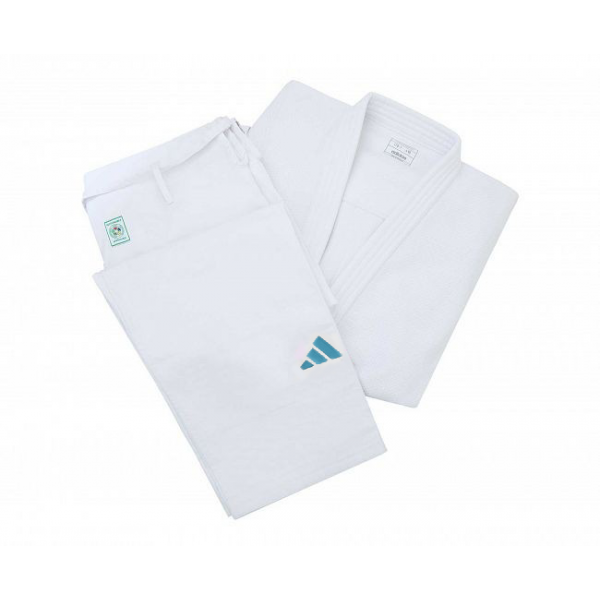 Кімоно для дзюдо Champion III Olympic з ліцензією IJF | білий/блакитний логотип | ADIDAS J-IJF3-L