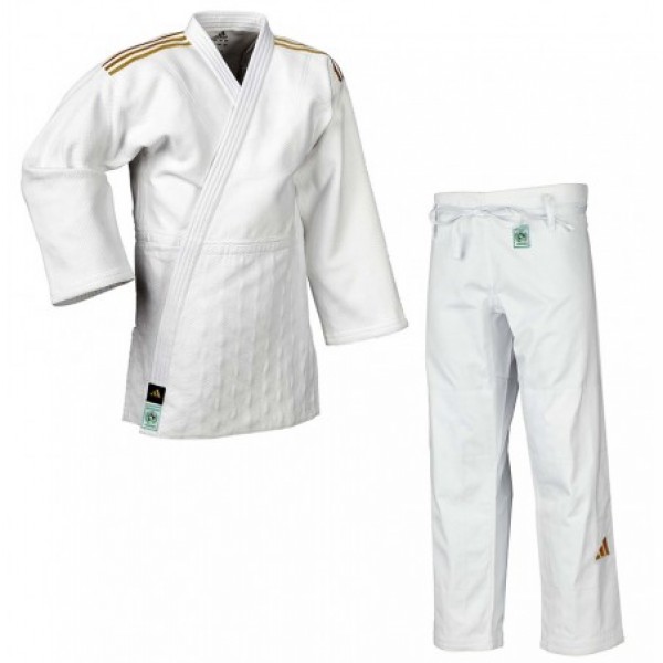 Кимоно для дзюдо Champion III Slim Fit с лицензией IJF | белый/золотые полосы | ADIDAS J-IJF3