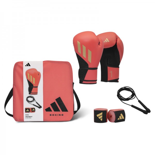 Боксерский набор Adidas (перчатки, бинты, скакалка) | красный | ADIKITW