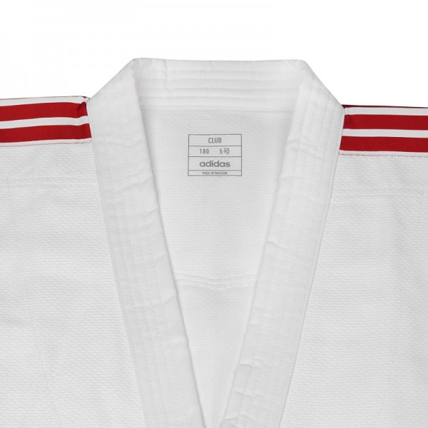Кімоно для дзюдо Adidas серії Club з червоними смугами на плечах | біле | J350P