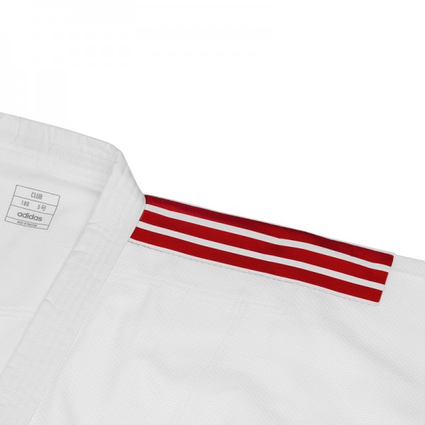 Кімоно для дзюдо Adidas серії Club з червоними смугами на плечах | біле | J350P