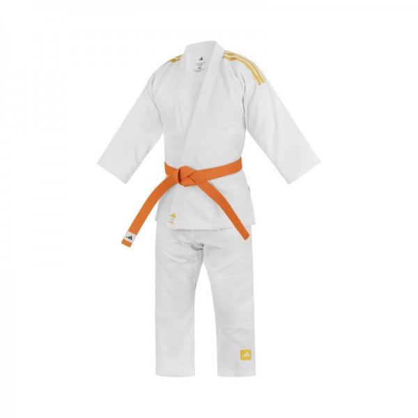 Кімоно для дзюдо Adidas Club з золотими смугами на плечах | біле | J350P