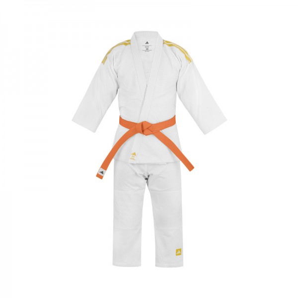 Кімоно для дзюдо Adidas Club з золотими смугами на плечах | біле | J350P