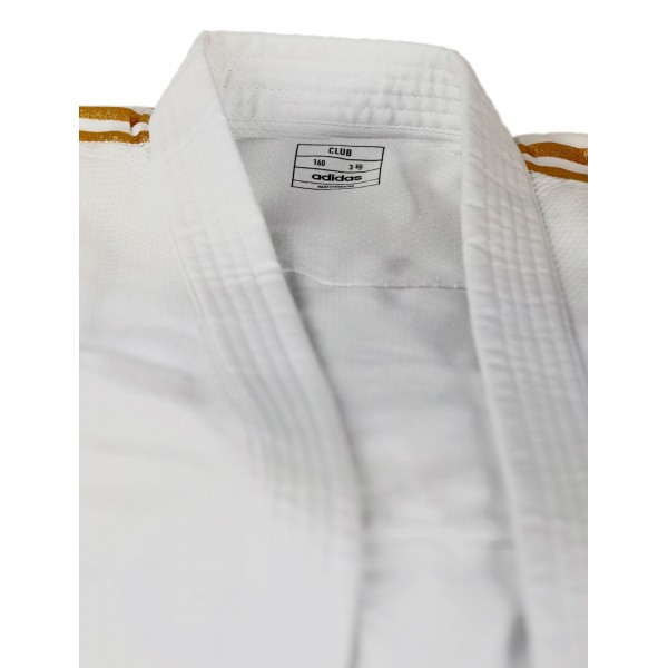 Кимоно для дзюдо Adidas серии Club с золотыми полосами на плечах | белое | J350P