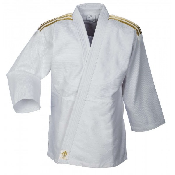 Кимоно для дзюдо Adidas серии Club с золотыми полосами на плечах | белое | J350P