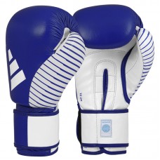 Перчатки Adidas для бокса и кикбоксинга с лицензией Wako | сине/белый | adiKBWKF200