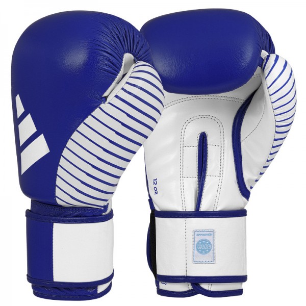 Перчатки Adidas для бокса и кикбоксинга с лицензией Wako | сине/белый | adiKBWKF200